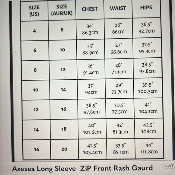 Axesea Rash Guard long sleeve Zip front Size 16 - Picture 5 of 5